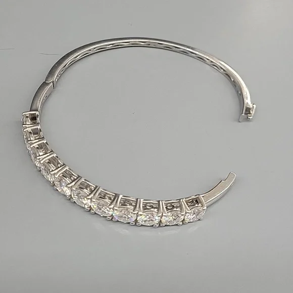 【HYERES LOR】25SS★ Silver Moissanite Accent Slim Bangle Serenty 2mm D Color Moissanite Bangle For Women Man 100